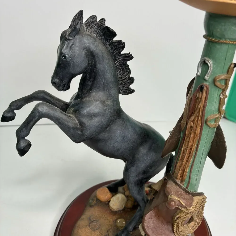 Danbury Mint Noble Black Stallion Candlestick Holder By Gianni Benveuti